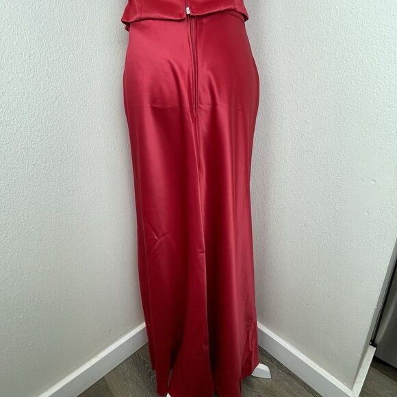 Rebecca Red 2pcs Gown Rhinestone Prom HOCO Bridesmaid-M - Picture 7 of 16